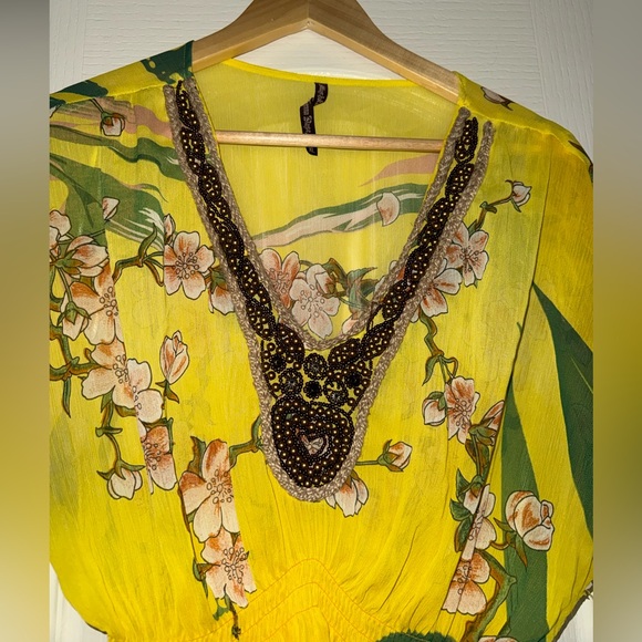 Mushka By Sienna Rose Women’s Sheer Yellow Floral Top XL - Picture 2 of 4